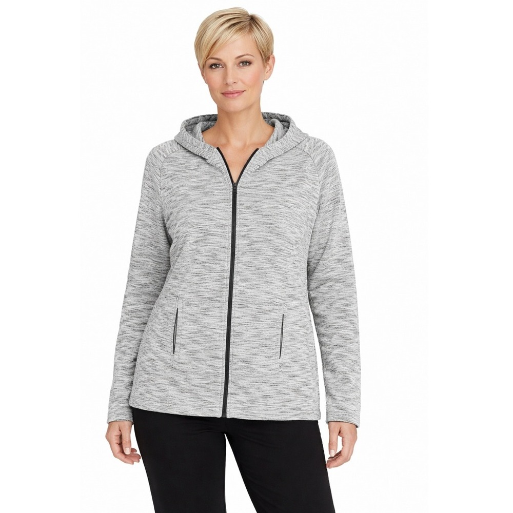 Danskin Now Full Zip Hoodie Women Large L 12-14 Arctic White Excellent Space Dye